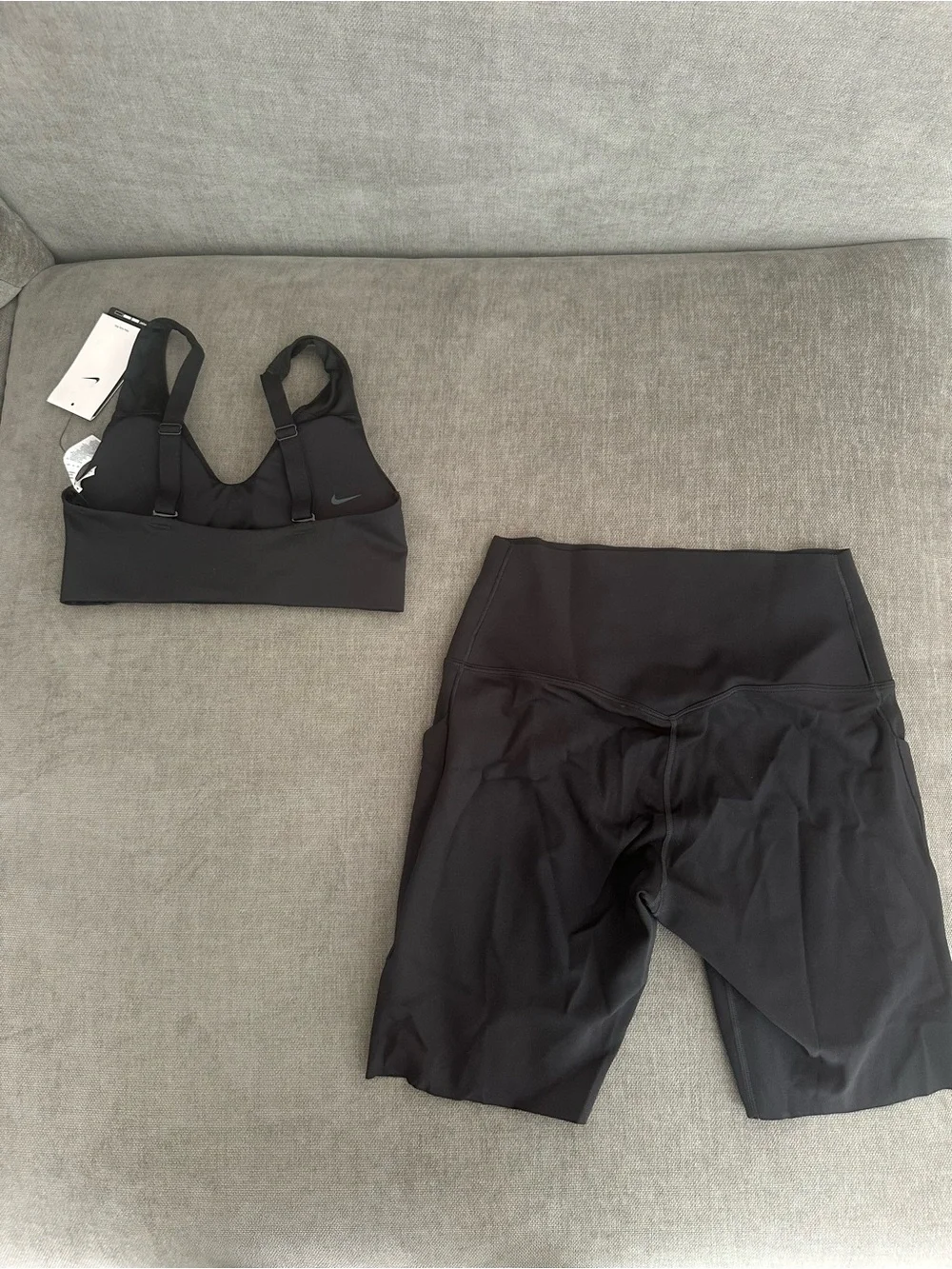 Nike Black Supportive Sports Bra and High-Waist Bike Shorts